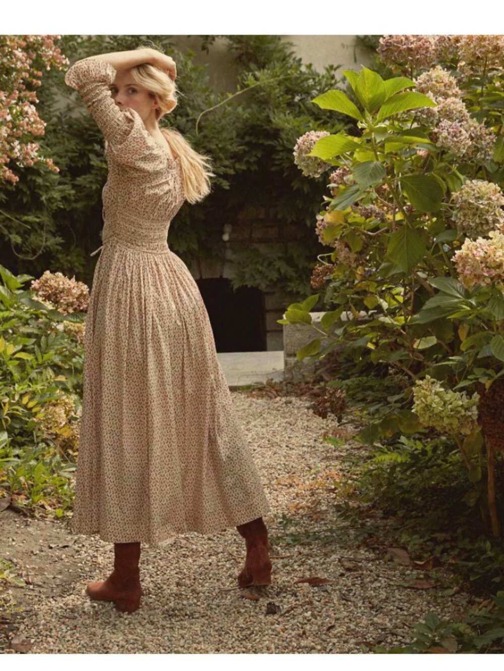 Doen 100% Organic Cotton Kaira Maxi Pristine Dress in Cream Winter Ditsy Sz XS - Picture 3 of 13